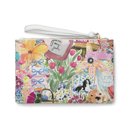 Spring Coquette Watercolor Clutch Bag